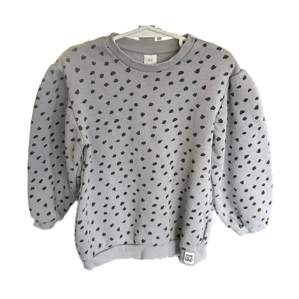 H&M Light Gray Sweatshirt with Black Dots